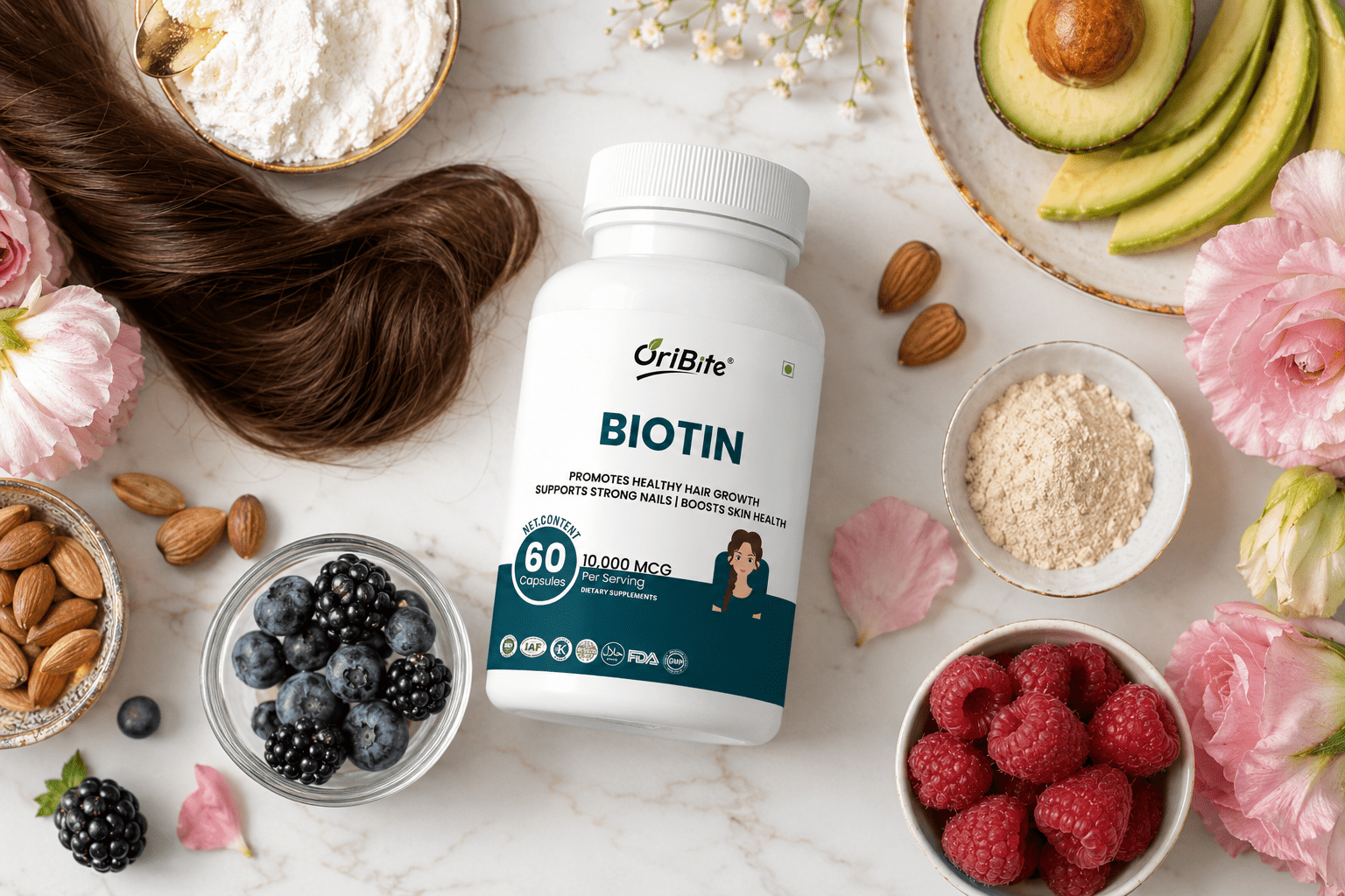 Biotin Capsules for Hair Skin and Nail Wellness - Oribite