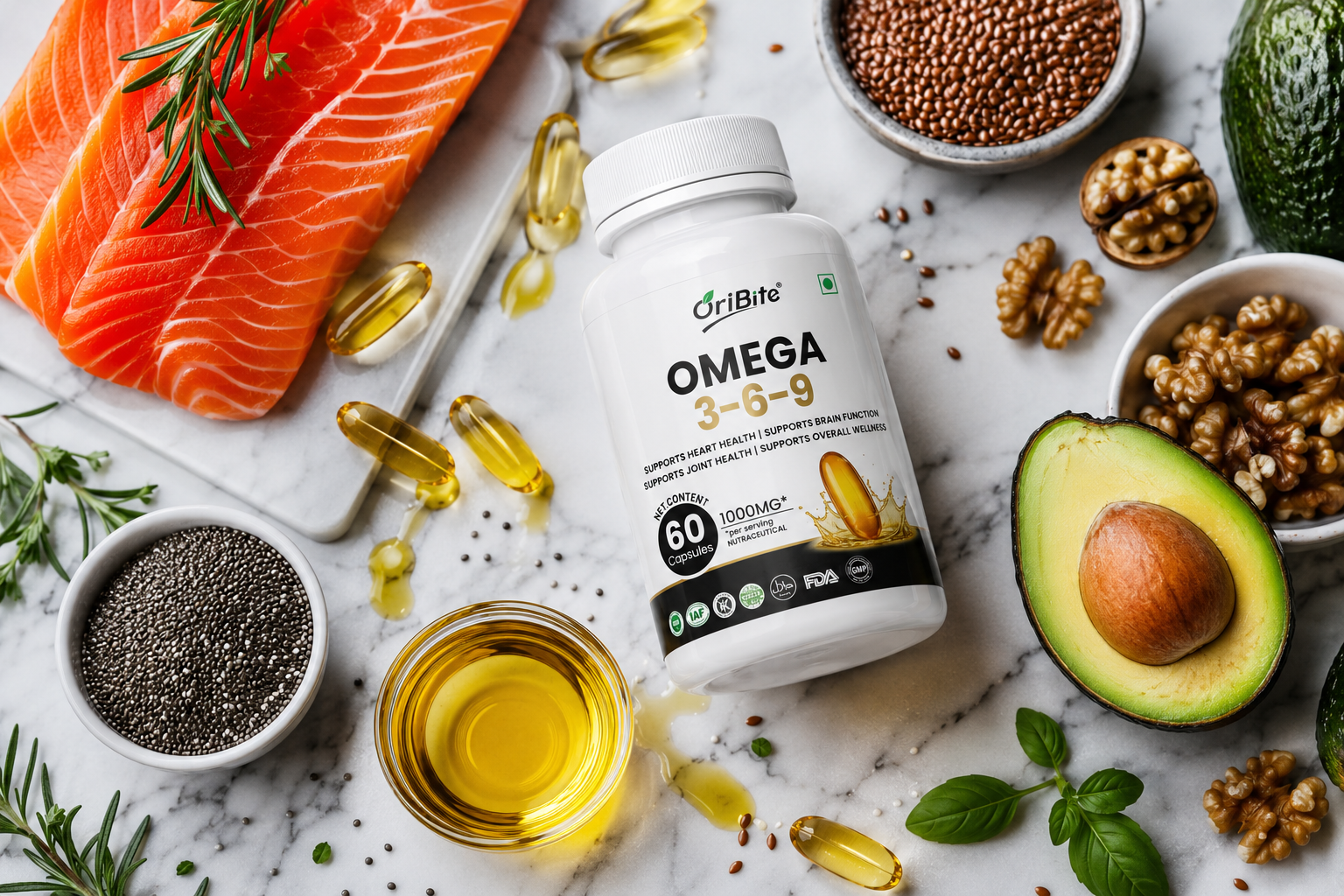 Omega 3-6-9 Capsules for Heart and Wellness - Oribite