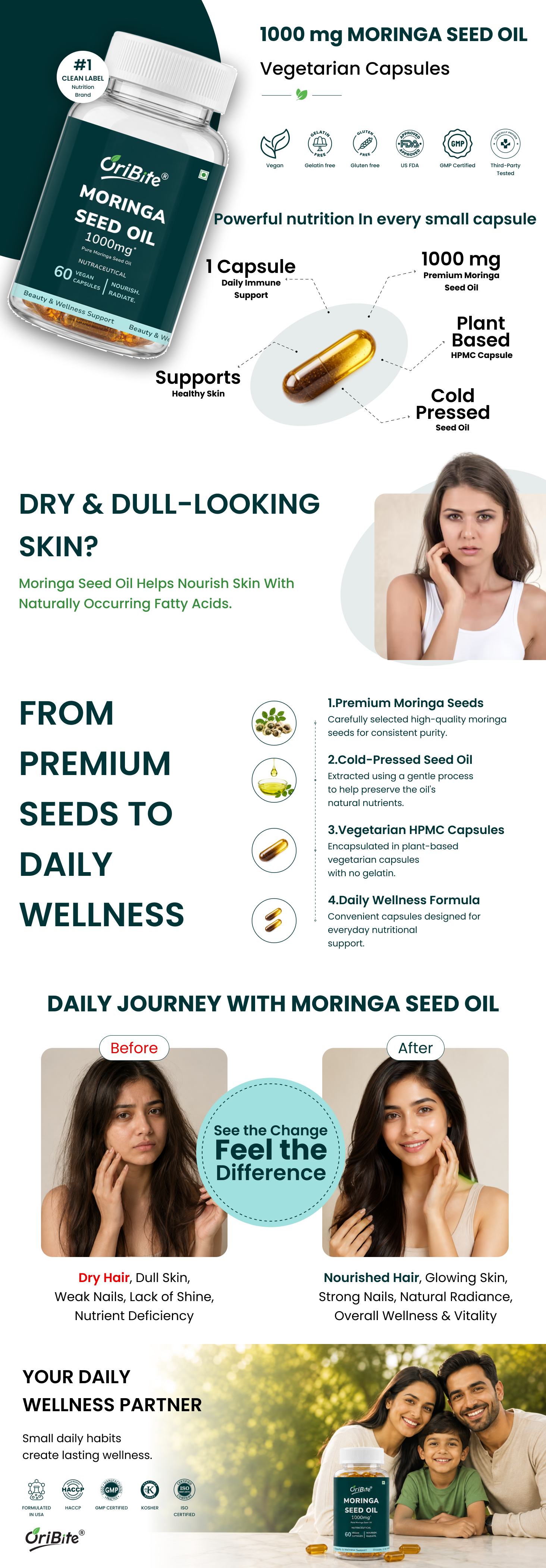 Moringa Seed Oil 1000mg Capsules