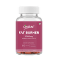 A clear plastic bottle of OriBite Fat Burner dietary supplement with a white cap and a magenta label, containing 60 orange-brown tablets, shown on a plain white background.