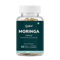 A bottle of OriBite Moringa 1000mg food supplement capsules, featuring a dark green label and a white cap, shown on a solid white background.