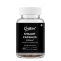 A clear plastic bottle of OriBite Shilajit Capsules with a white ribbed cap and a black label, shown on a plain white background.